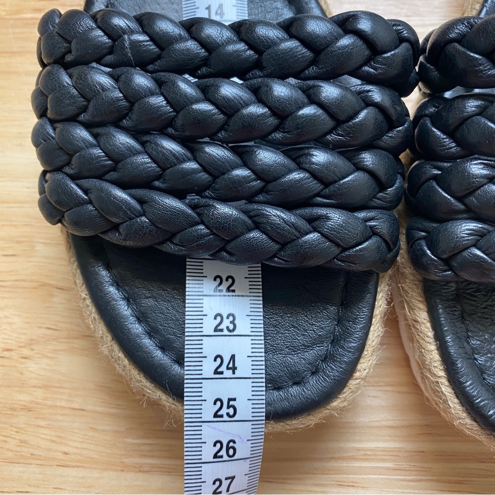 MIDAS "Shelles" Black Plaited Leather Slip On Sandals Slides Size 39 RRP $190 - Picture 9 of 11